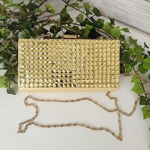 Gold Bling Metallic Clutch Evening Bag NIB
